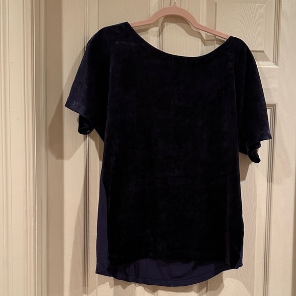Lucky Brand Tops - Lucky Brand Velvet Short Sleeve Top in Navy